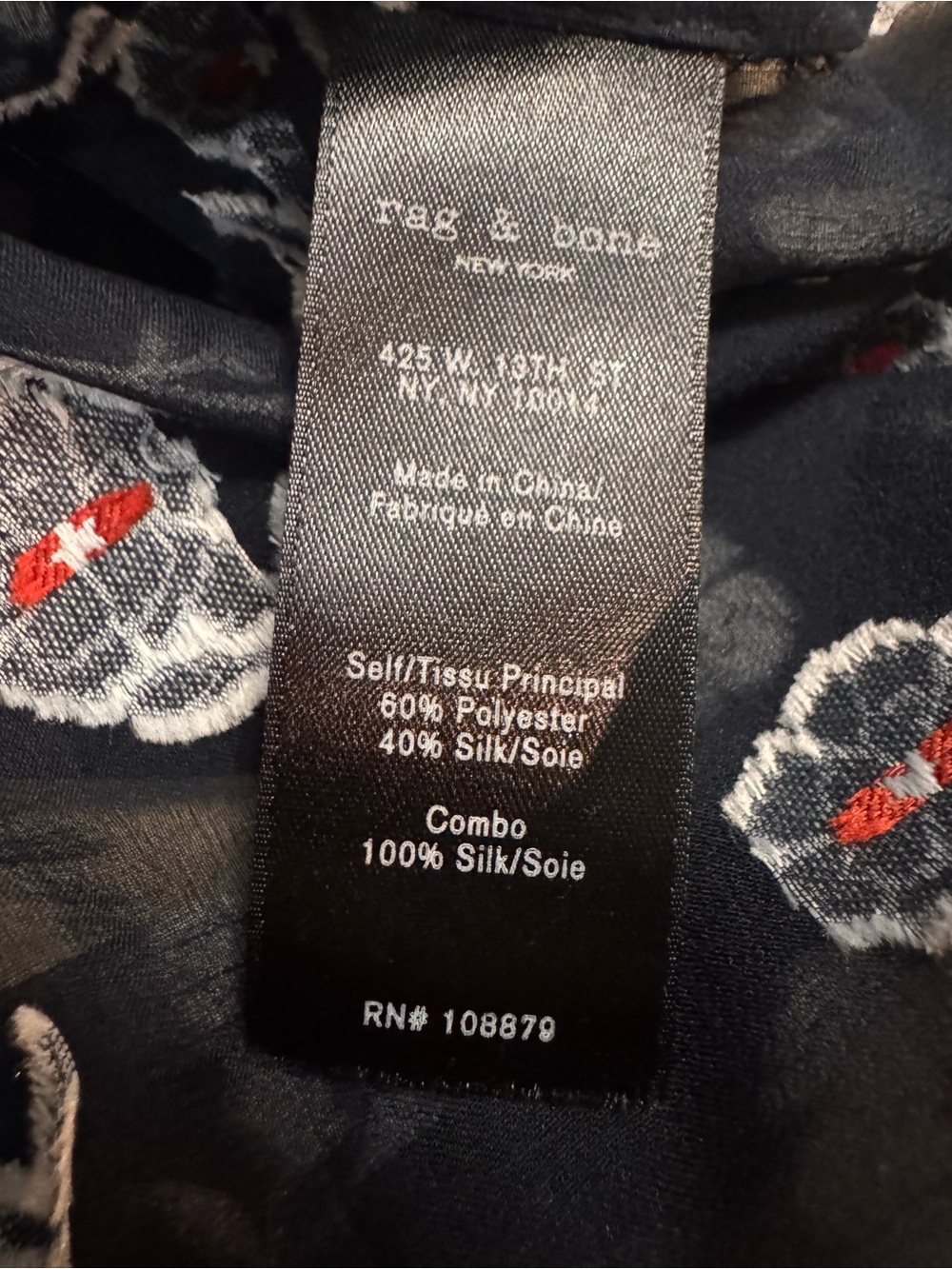 rag & bone The Bennet silk Black Sheer Floral Tie-Neck Blouse - Picture 5 of 10
